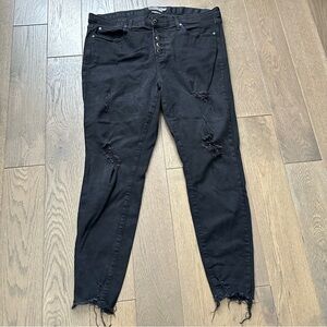Torrid Black Distressed Button-Fly Jeans Size 20T